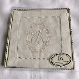 MUD PIE Initial ‘R’ Linen Grannycore Monogrammed Coasters
